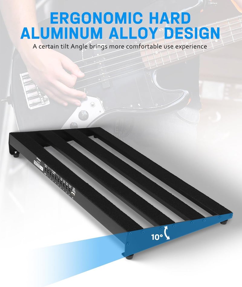 STRICH Guitar Pedal Board with Built-in Power Supply, Pedal Board 22 x 11" Lightweight 3.31lb Aluminum Alloy, PedalBoard with Pedal Cables, Bag, Hook Loop Strips PB-S22 - Image 4